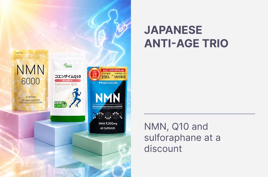 Japanese Anti-Aging Trio: NMN, Coenzyme Q10 & Sulforaphane – Now on Sale