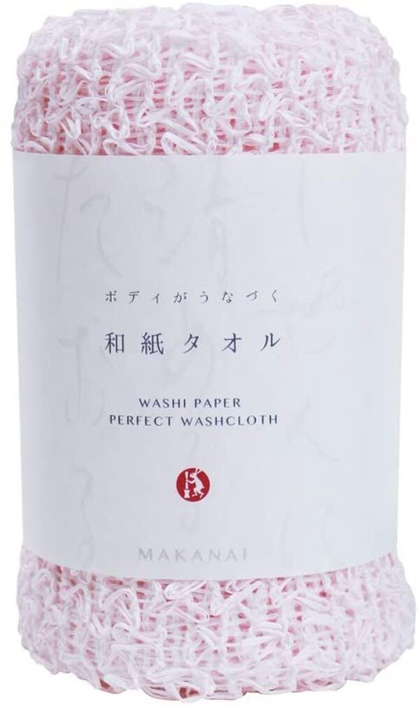Makanai Cosmetics Washi Paper Body Scrub Towel (Pink)