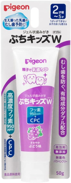 Gel Toothpaste with Fluoride and CPC for Strengthening Baby Teeth Pigeon Petit Kids W