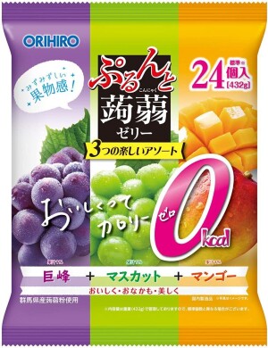 ORIHIRO Purunto Konjac Jelly Pouch Zero Calories Grape + Muscat + Mango Large Bag